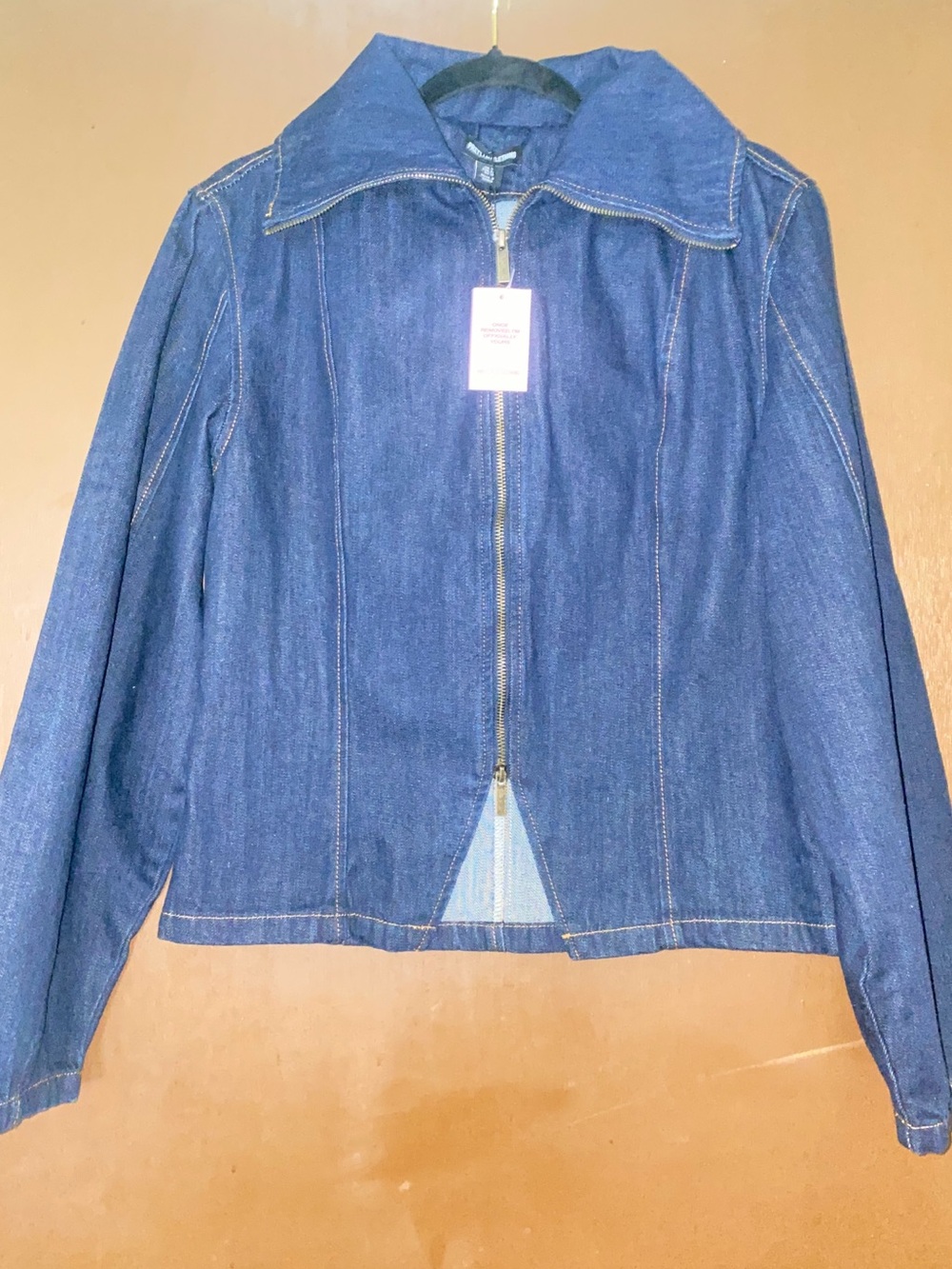 PrettyLittleThing Dark Blue Denim Zip-Up Jacket